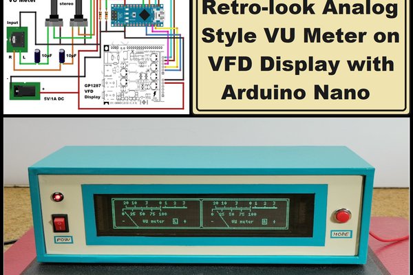 Retro look Analog style VU meter on VFD display
